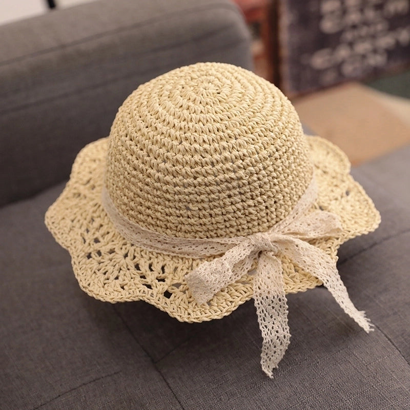 Women's Minimalist Classic Style Color Block Crimping Straw Hat