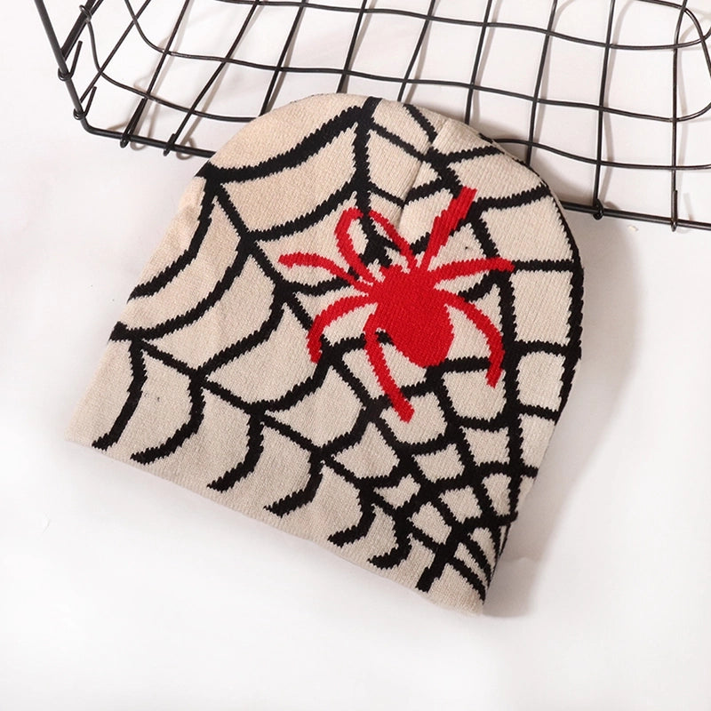 Unisex Hip-Hop Vintage Style Spider Spider Web Eaveless Wool Cap