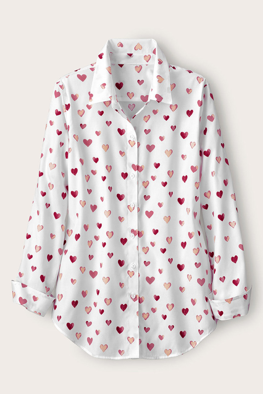 Confetti Hearts Long Sleeve No Iron Shirt