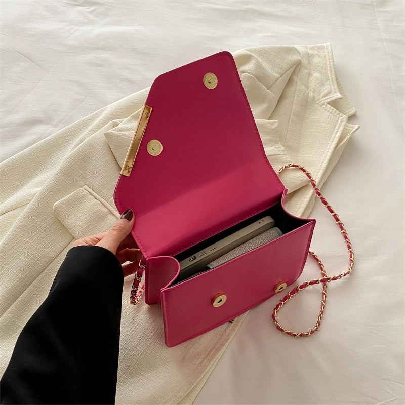 Women's Medium Pu Leather Color Block Streetwear Magnetic Buckle Crossbody Bag