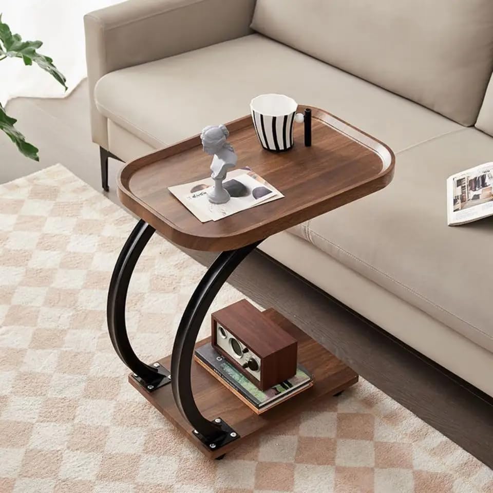 C Shaped Side Tables With 360° Universal Wheel. Small Coffee End Side Table