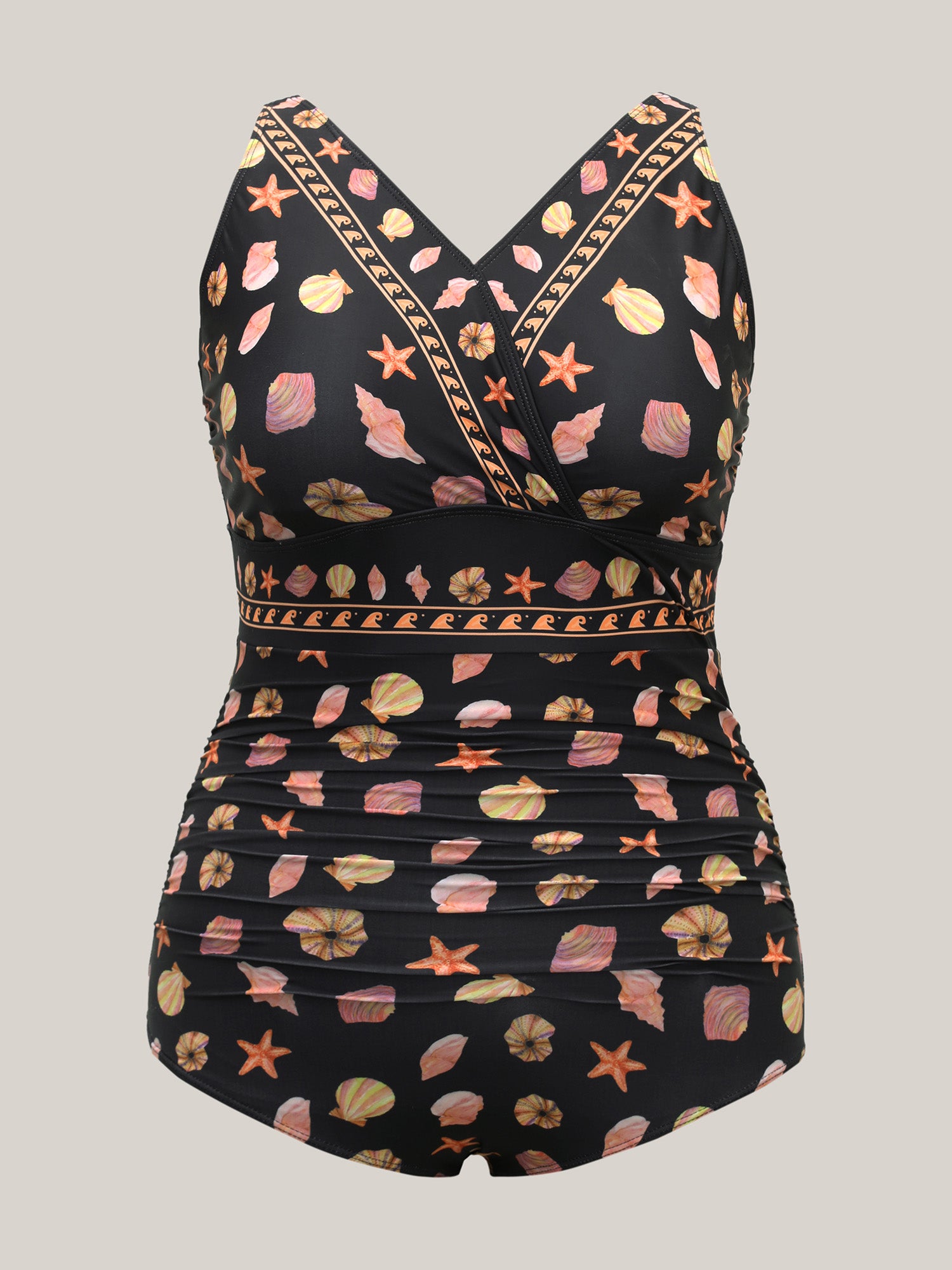 Ocean Pattern Ruched One-Piece Swimsuit