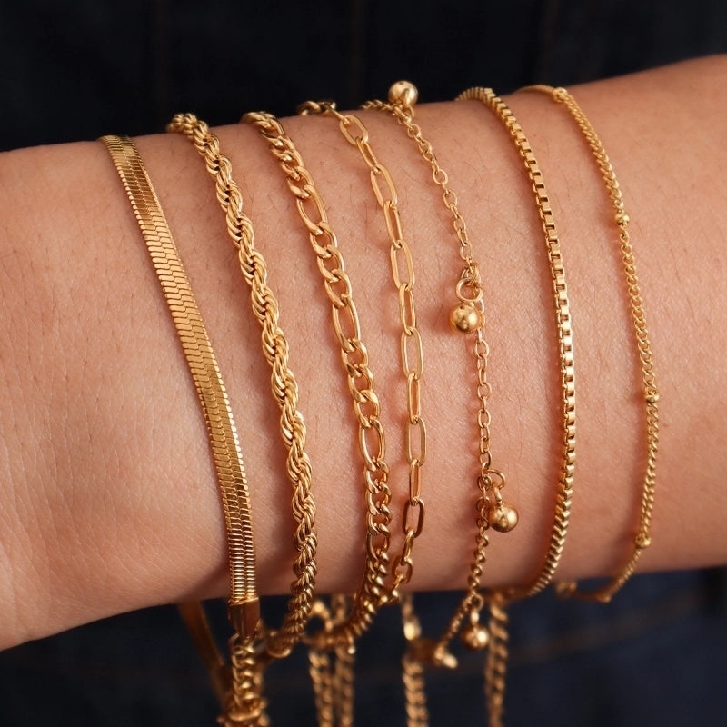 Minimalist Geometric 316L Stainless Steel  18K Gold Plated Bracelets In Bulk