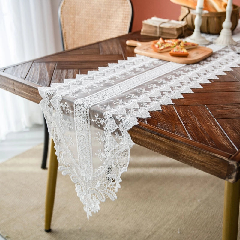 Yi Qiyun Lace Table Runner Dining Table Decoration Coffee Table Long Embroidered Princess Style Shoe Cabinet Hollow