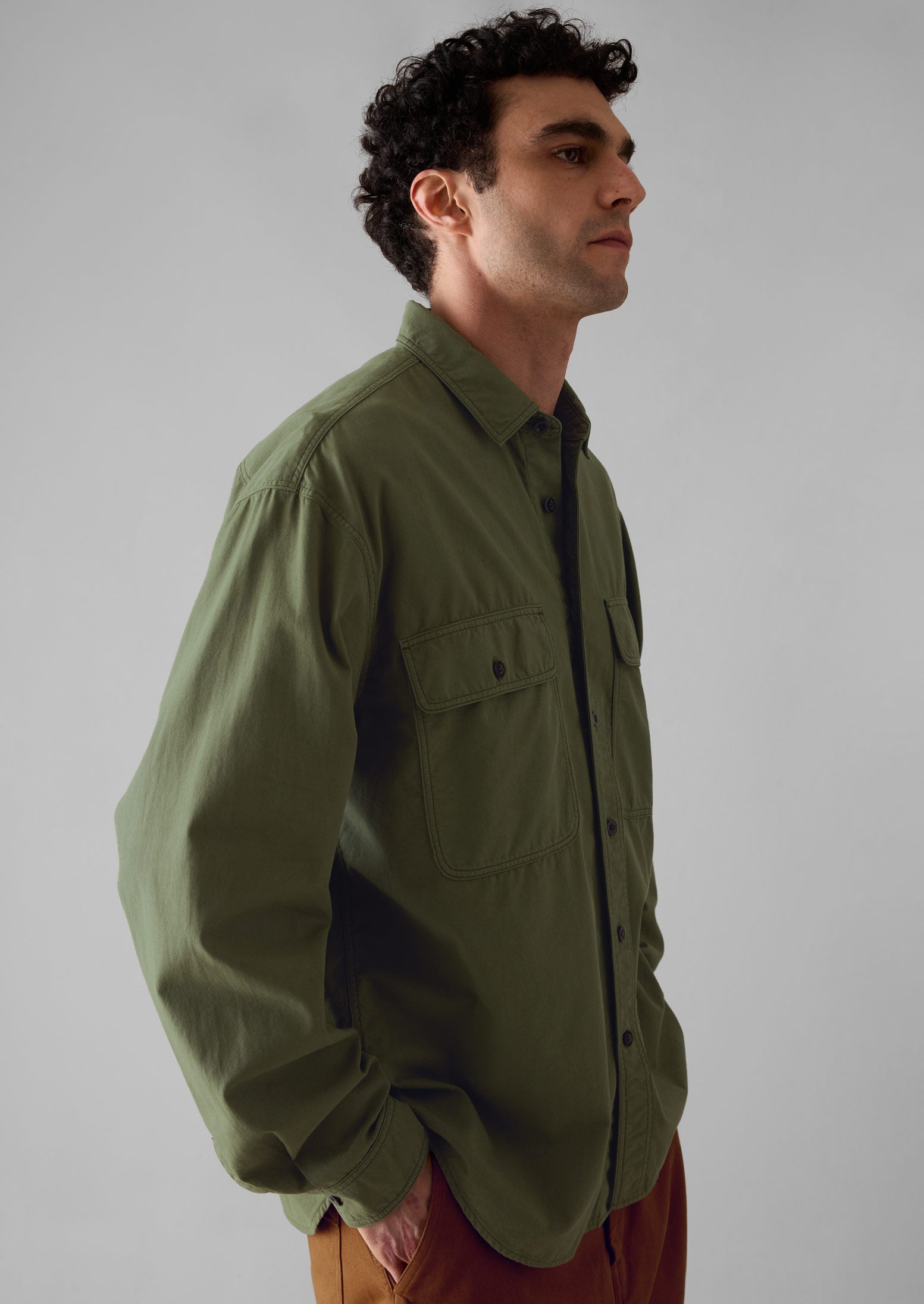 Garment Dyed Workwear Shirt | Washed Olive
