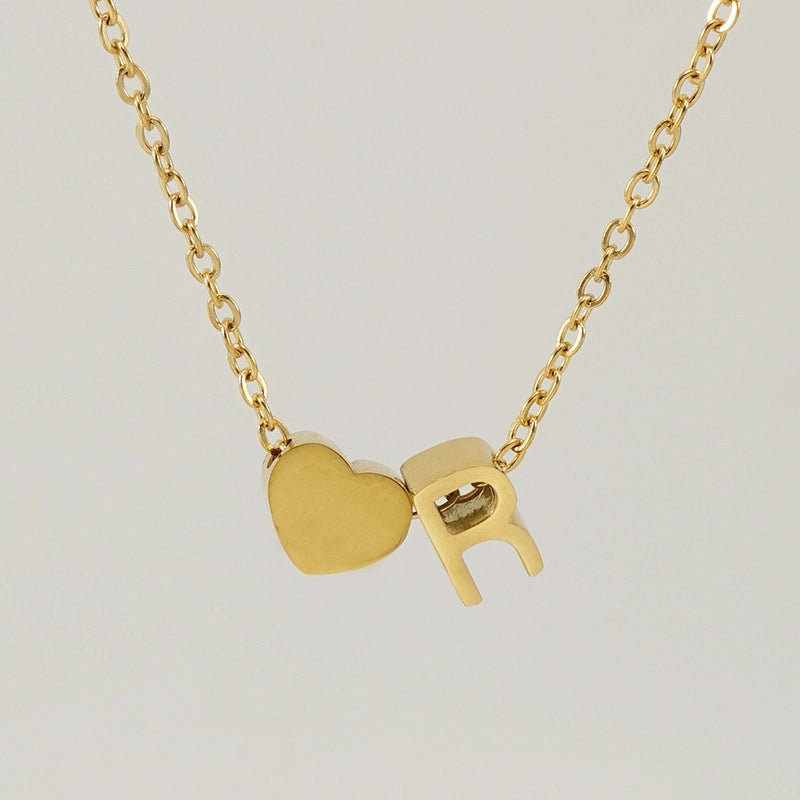 Fashion Letter Heart Shape 304 Stainless Steel 18K Gold Plated Gold Plated Stainless Steel Necklaces