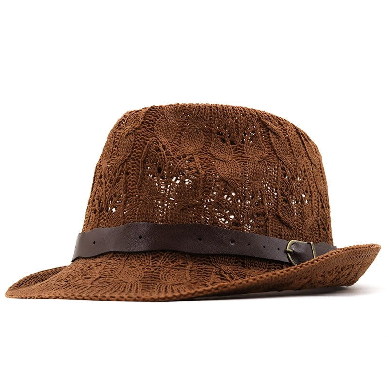 Summer Straw Hat Men's And Women's Hand-woven Fedora Hat Beach Sun-proof Hat
