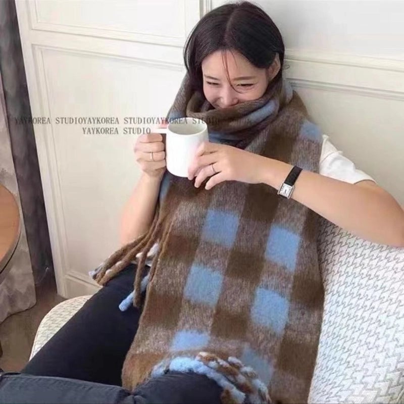 Women's Lady Minimalist Lattice Imitation Cashmere Scarf