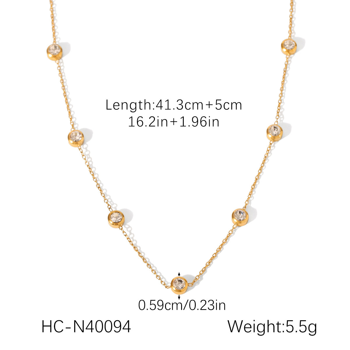 Ins Style Stainless Steel Love Necklace Inlaid With Zircon Clavicle Chain Female Titanium Steel 18K Gold-Plated Necklace