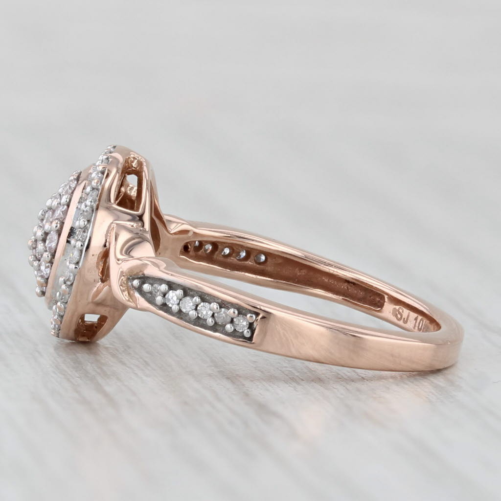 0.20ctw Diamond Cluster Halo Engagement Ring 10k Rose Gold Size 6