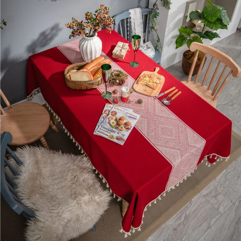 Geometric Tassel Tablecloth