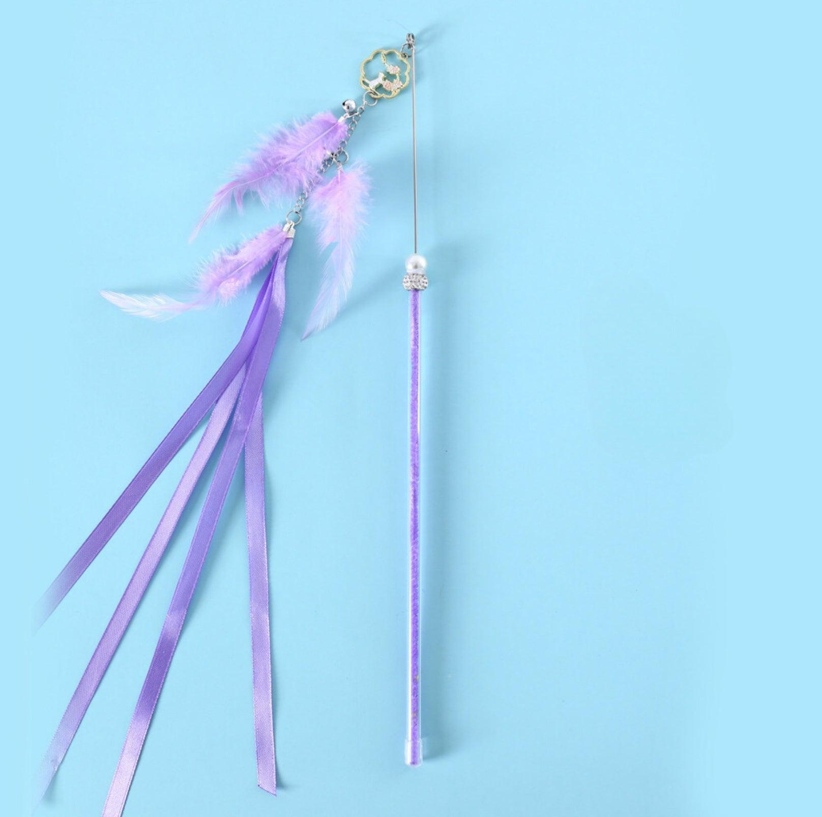 Feather Ribbon Bell Cat Teaser Stick Cat Toy