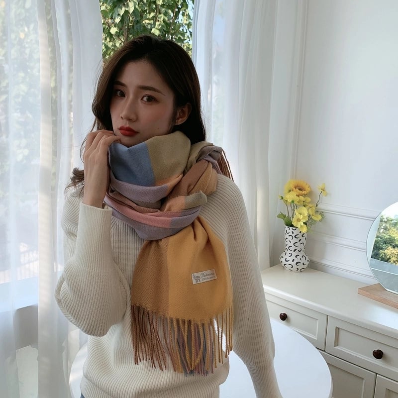 Scarf Women Winter Cashmere Scarf  Dongdaemun Plaid Scarf Autumn New  Scarf