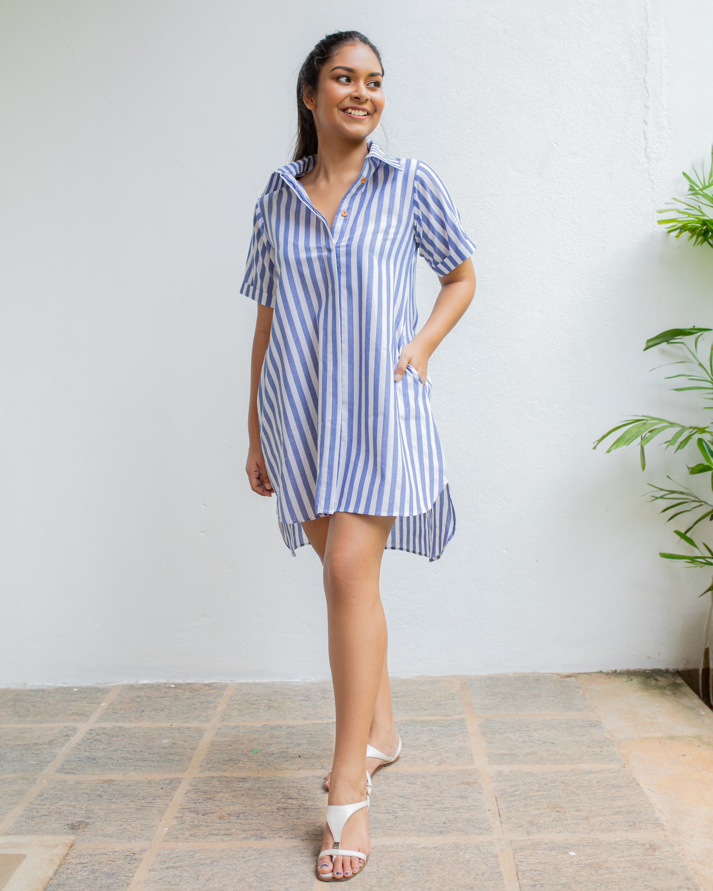 Joy Shiift Dress -Blue Stripe