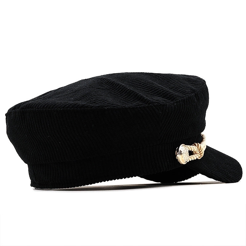 Autumn Solid Color Corduroy Octagonal Hat