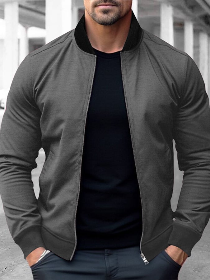 Men's American Casual Single Breasted Bomber Baseball Jacket