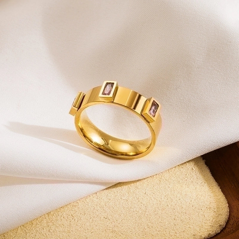 Casual Classic Style Rectangle Stainless Steel Plating Inlay 18k Gold Plated Zircon Rings Bracelets