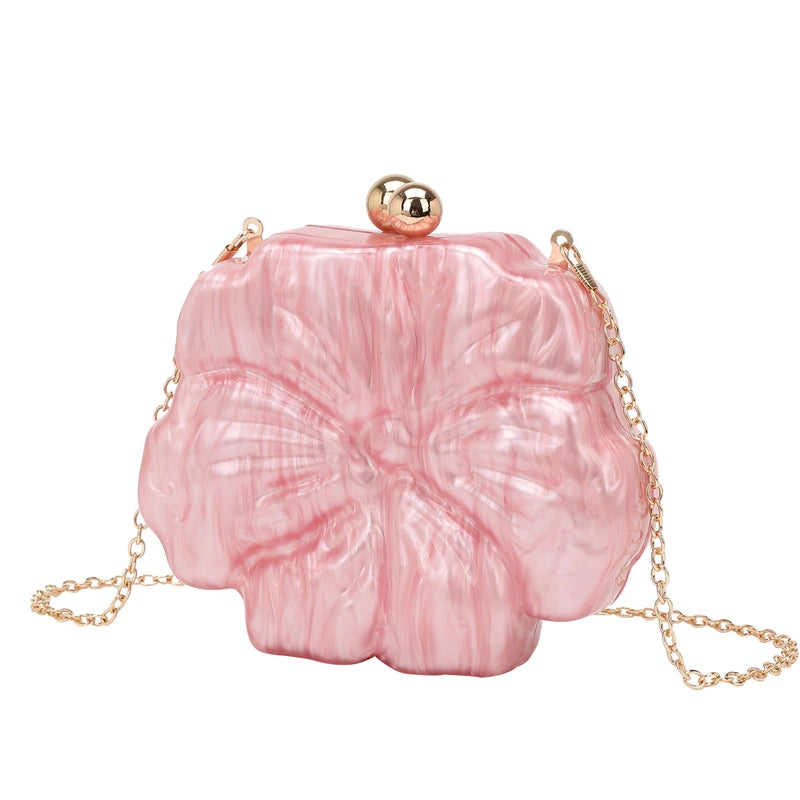 White Pink Black Arylic Solid Color Round Evening Bags