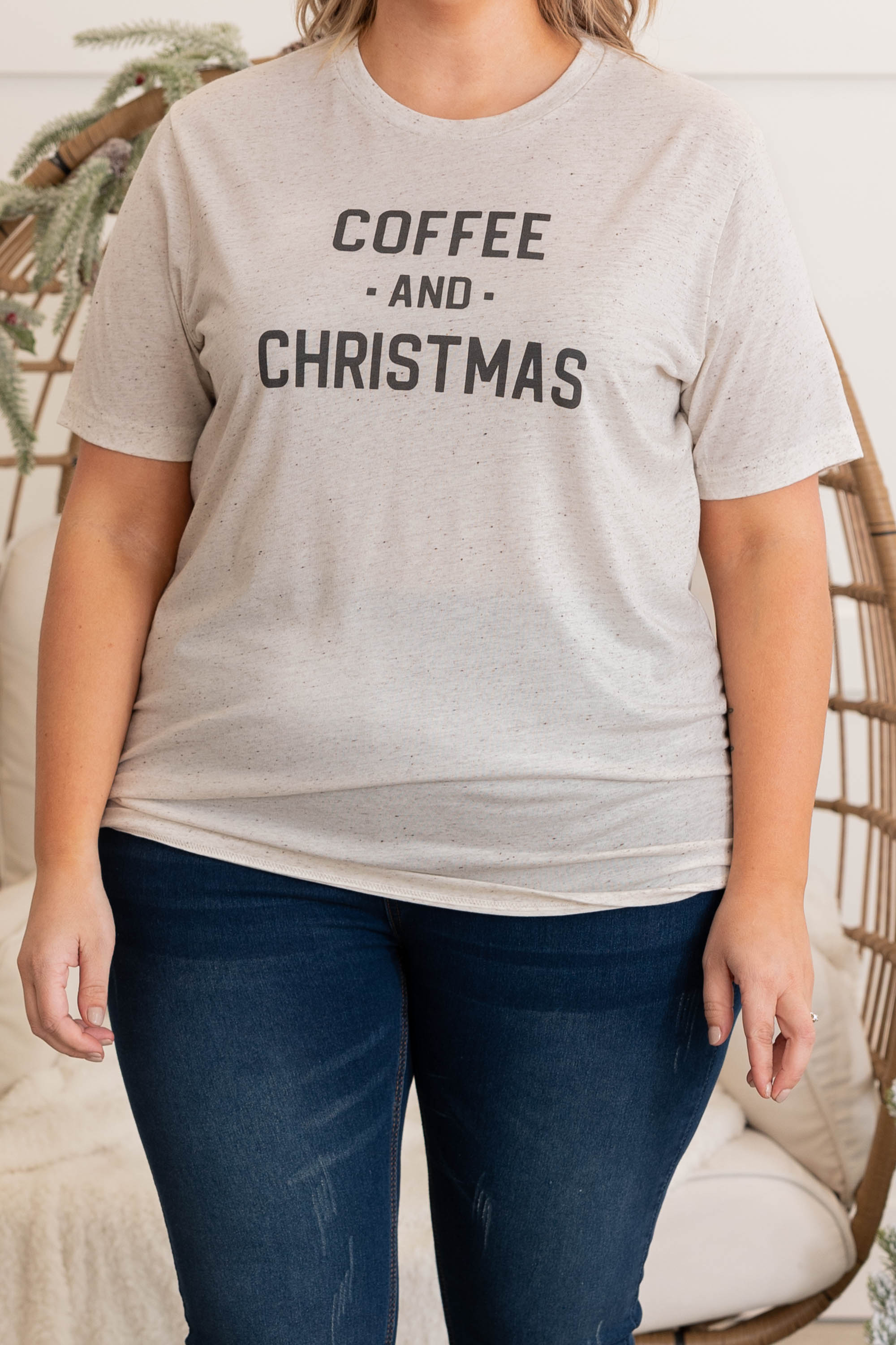 Coffee And Christmas Tee. Oatmeal