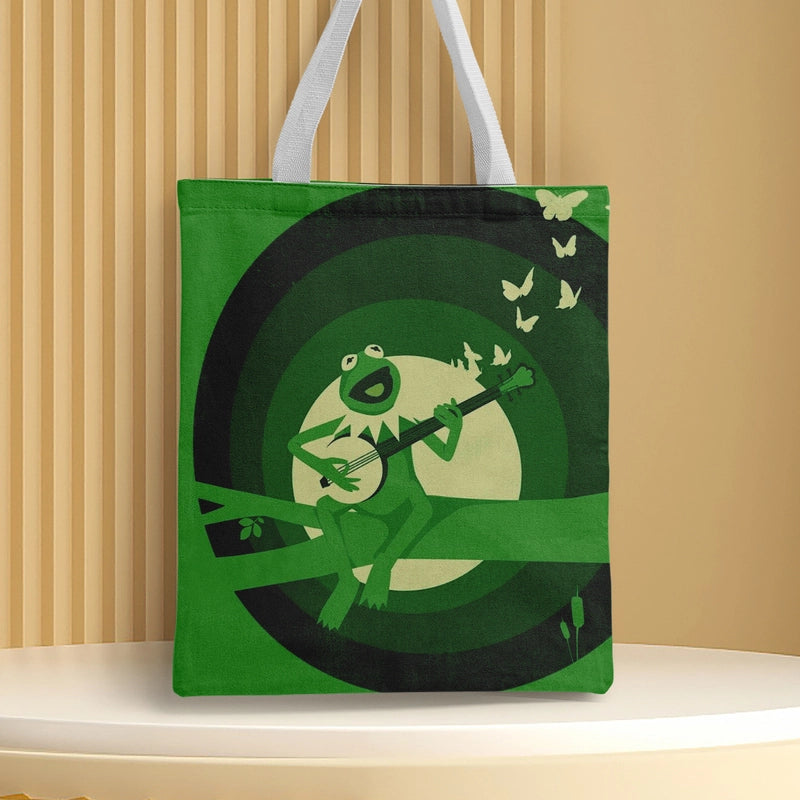 Women's Medium Canvas Frog Basic Classic Style Square Open Canvas Bag