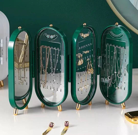 4 Doors Portable Jewelry Organizer With Mirror