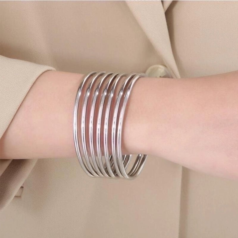 304 Stainless Steel 18K Gold Plated Minimalist Round Solid Color Bangle