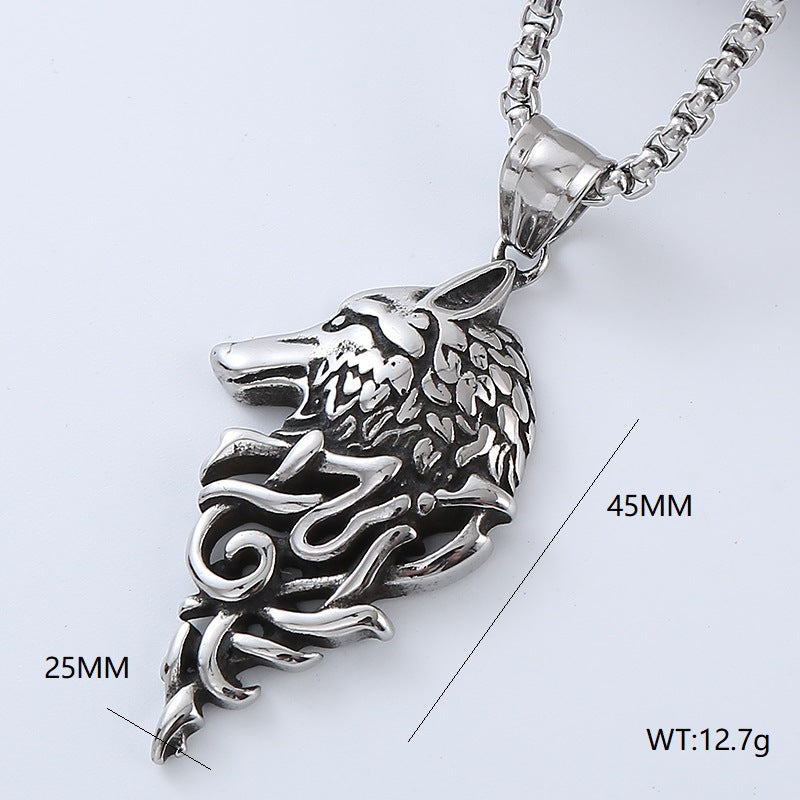 Aml Personalized Animal Head Hip-Hop Punk Style Titanium Steel Men'S Necklace