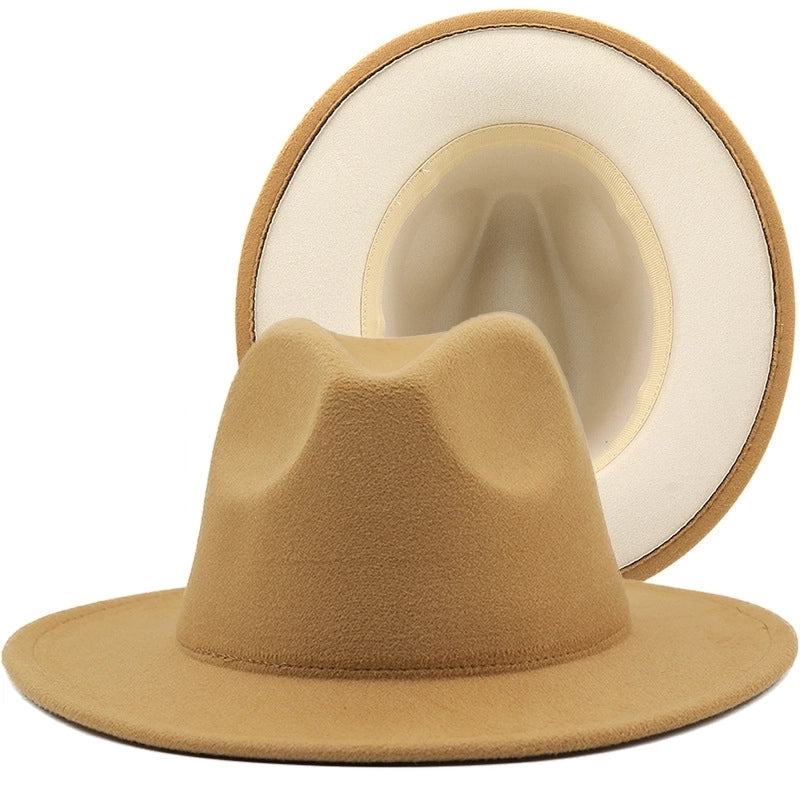 Retro Wool Top Hat Double-sided Blocking Felt Women's Flat-brimmed Jazz Hat