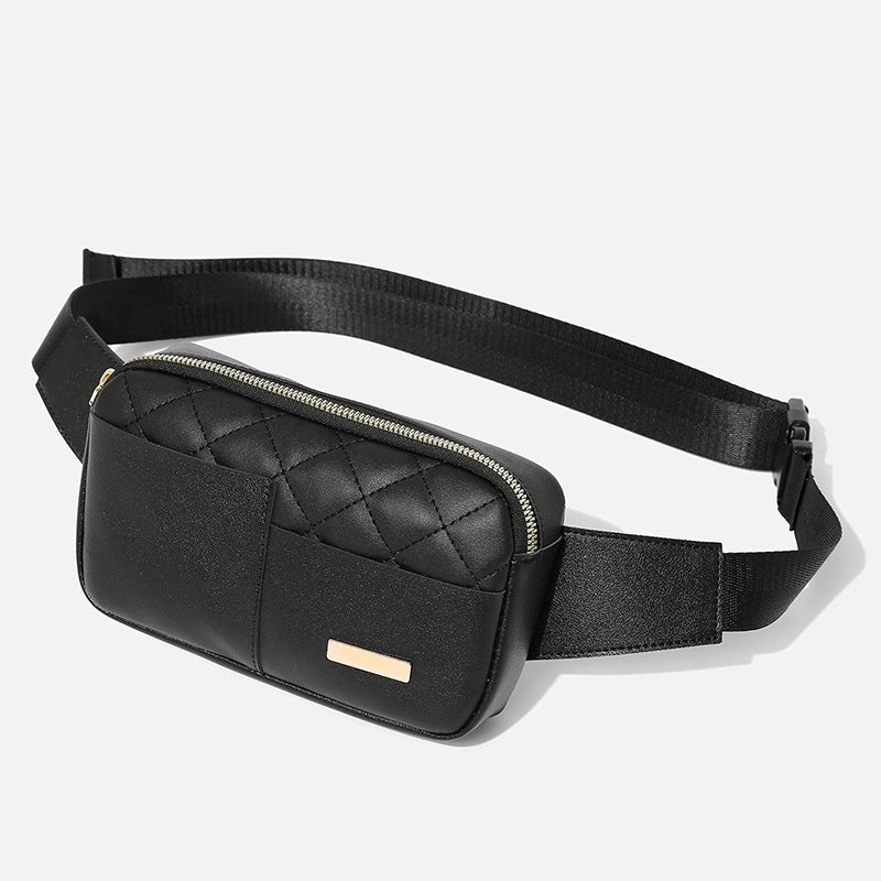 Women's Streetwear Solid Color Lingge Pu Leather Waist Bags
