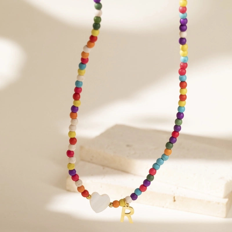 Cute Geometric 304 Stainless Steel Beaded Chain Pendant Necklace