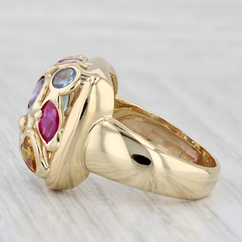 Gemstone Ring 14k Gold Cubic Zirconia Lab Created Ruby Spinal Sapphire