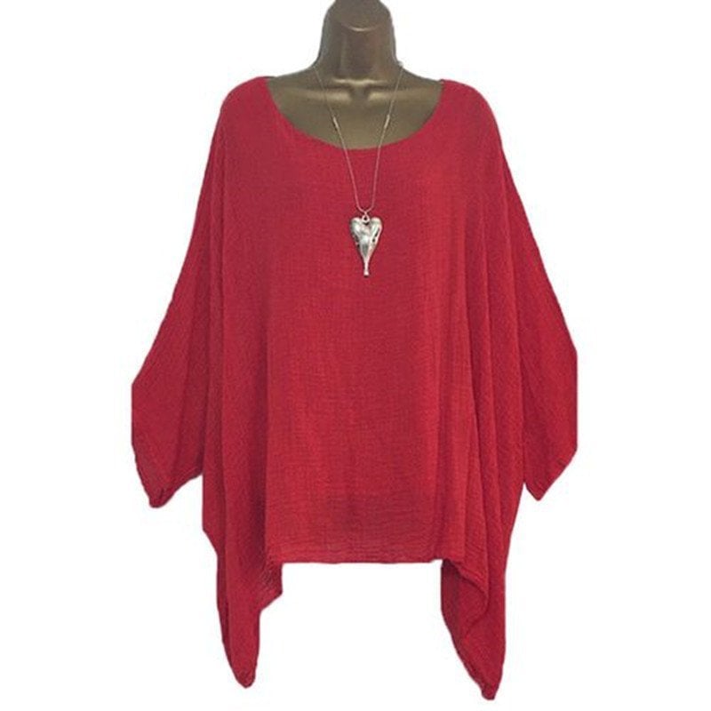 Fashion solid color round neck irregular shirt