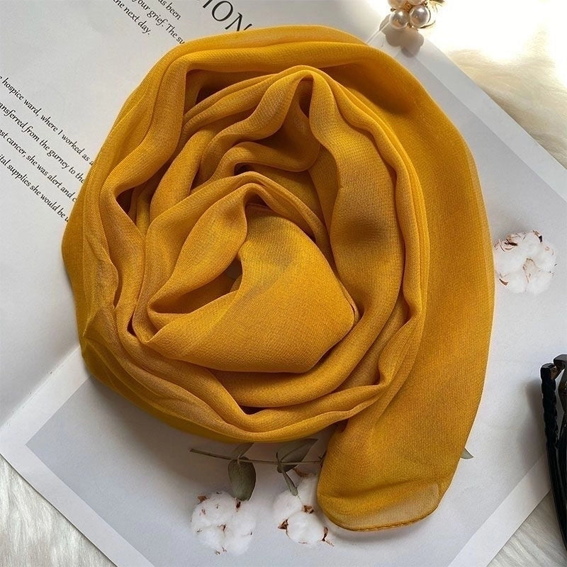 Women's Basic Lady Solid Color Georgette Silk Scarf