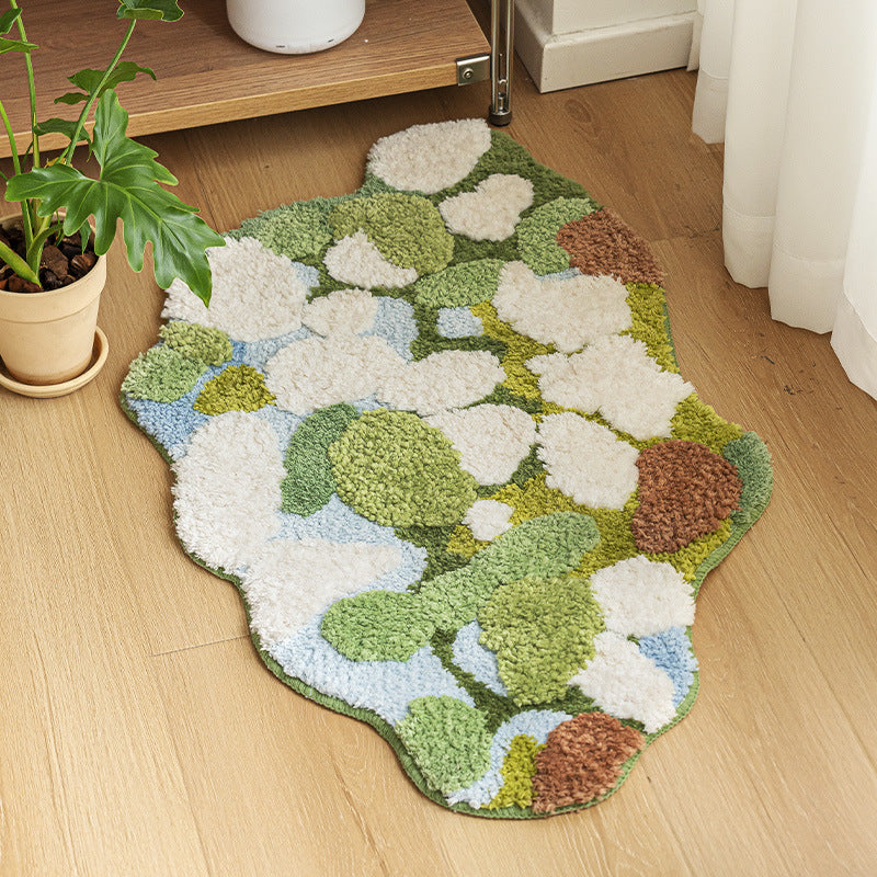 Forest Flocking Moss Rug Irregular Floor Mat Pet Mat