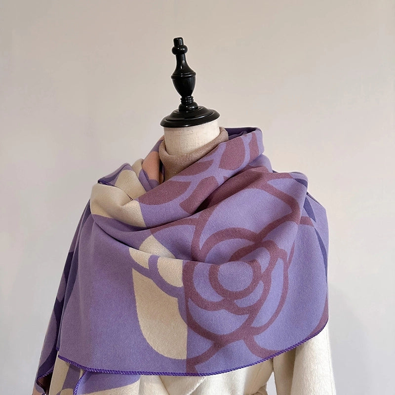 Women's Shawl New Outdoor High-end Internet Celebrity Dual-use Warm Scarf All-matching Scarf Women's Winter Cape Cloak
