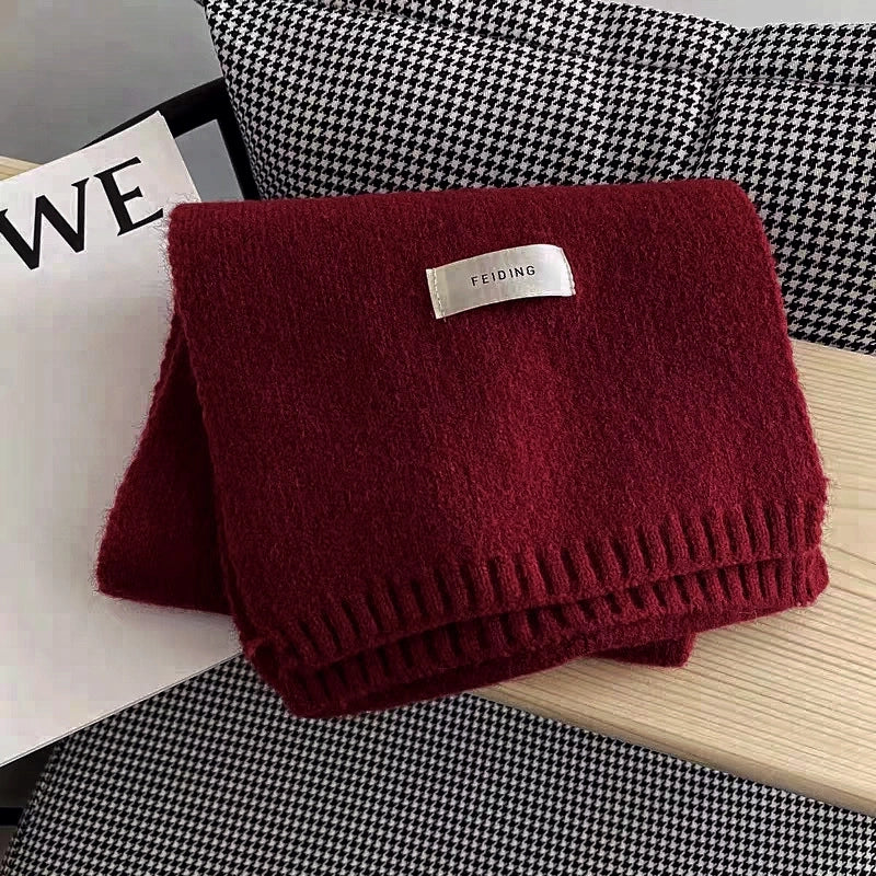 Internet Celebrity Solid Color Wool Knitted Scarf Women's Autumn And Winter New Student Couple Warm Small Scarf