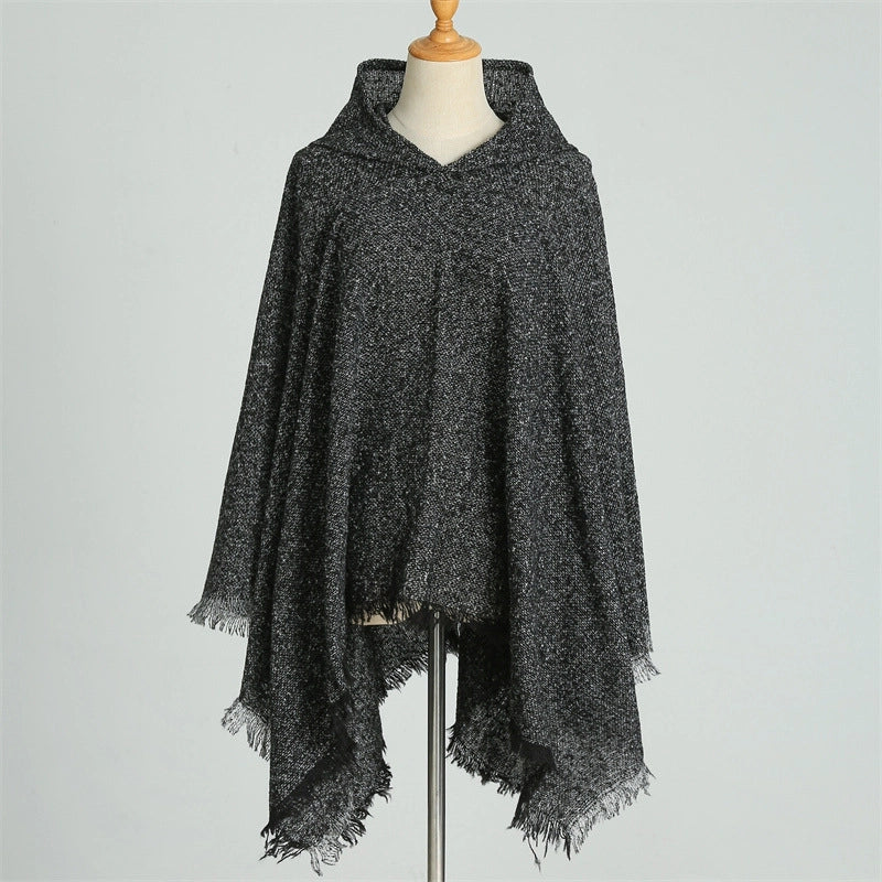 Hooded Cape Plaid Scarf Cashmere Winter Outerwear Warm Shawl New Poncho Best Seller In Europe And America Cloak