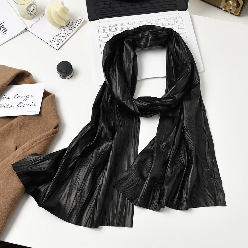 Women's Minimalist Solid Color Polyester Leather Scarf