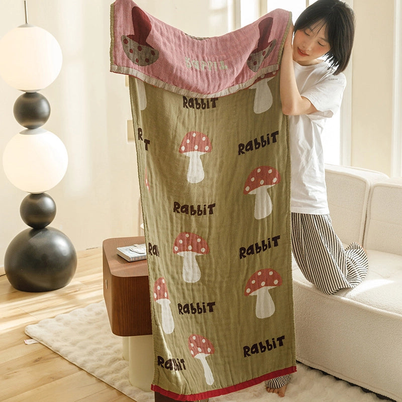 Class A Cotton Gauze Cover Blanket Cotton Jacquard Four-Layer Gauze Bath Towel Sofa Nap Blanket Multifunctional Children's Bags Quilt