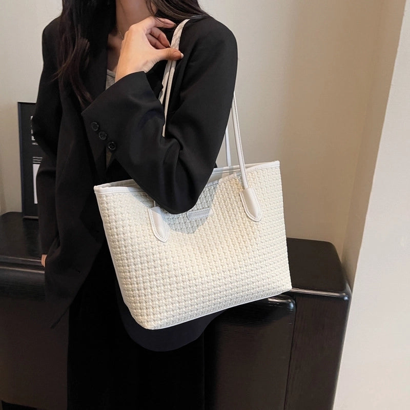 Women's Medium All Seasons Pu Leather Solid Color Basic Square Zipper Shoulder Bag Tote Bag