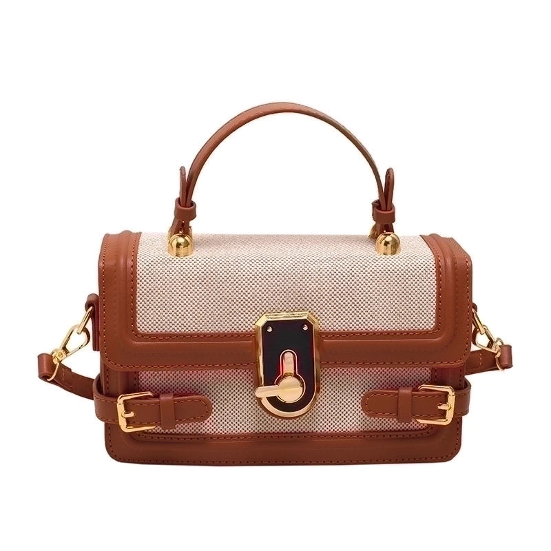 Women's Small Pu Leather Plaid Vintage Style Lock Clasp Handbag