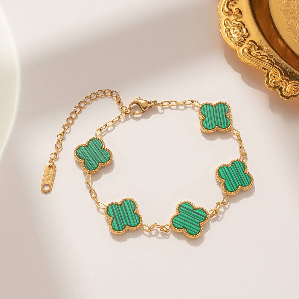 Moderate Luxury Letter Number Flower Stainless Steel 18K Gold Plated Necklaces
