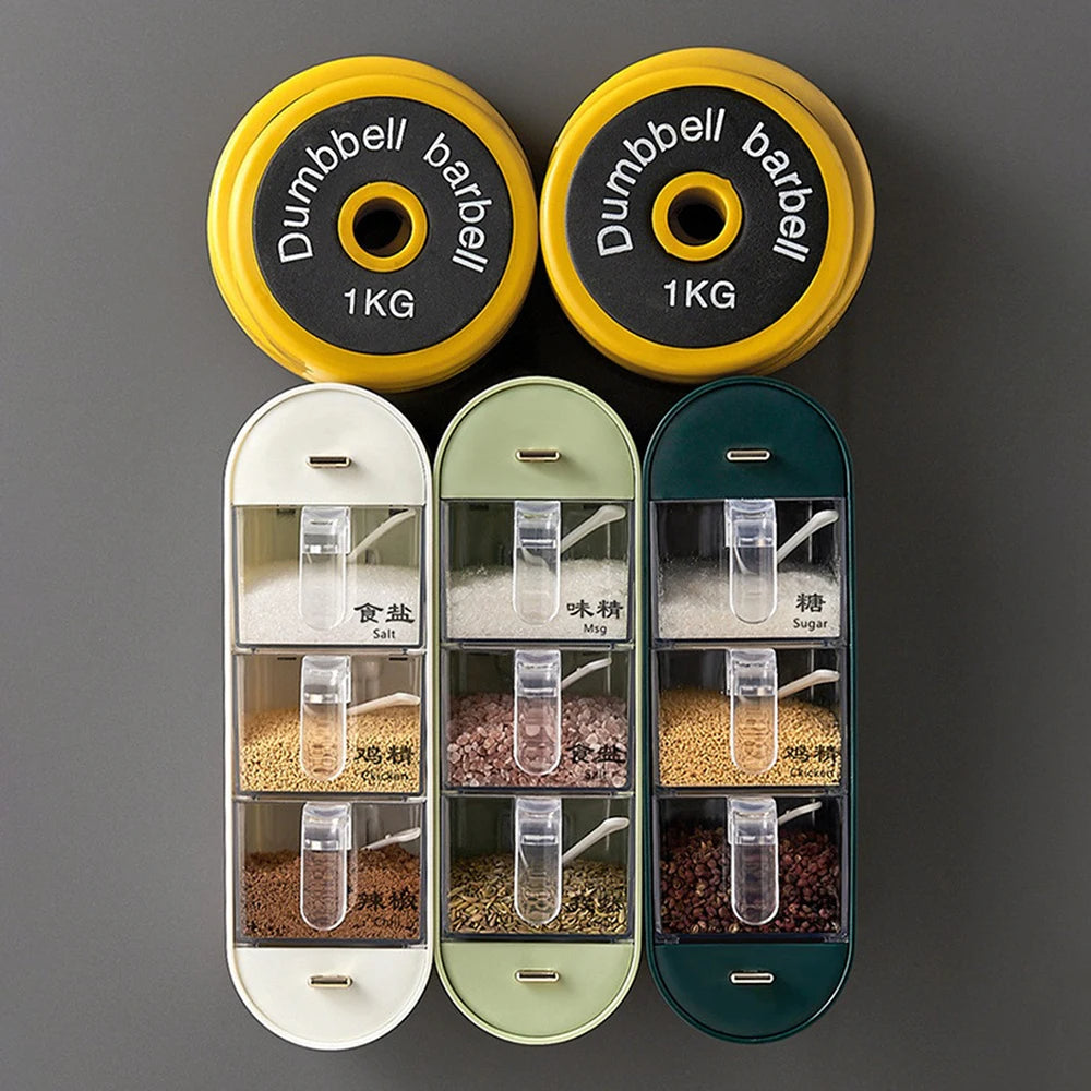 5IN1 ACRYLIC WALL MOUNTED SPICES BOX