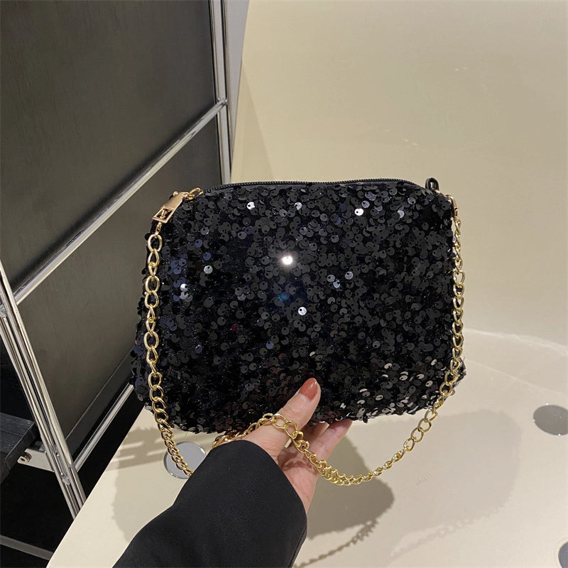 Women's Sequin Multicolor Solid Color Streetwear Square Zipper Shoulder Bag