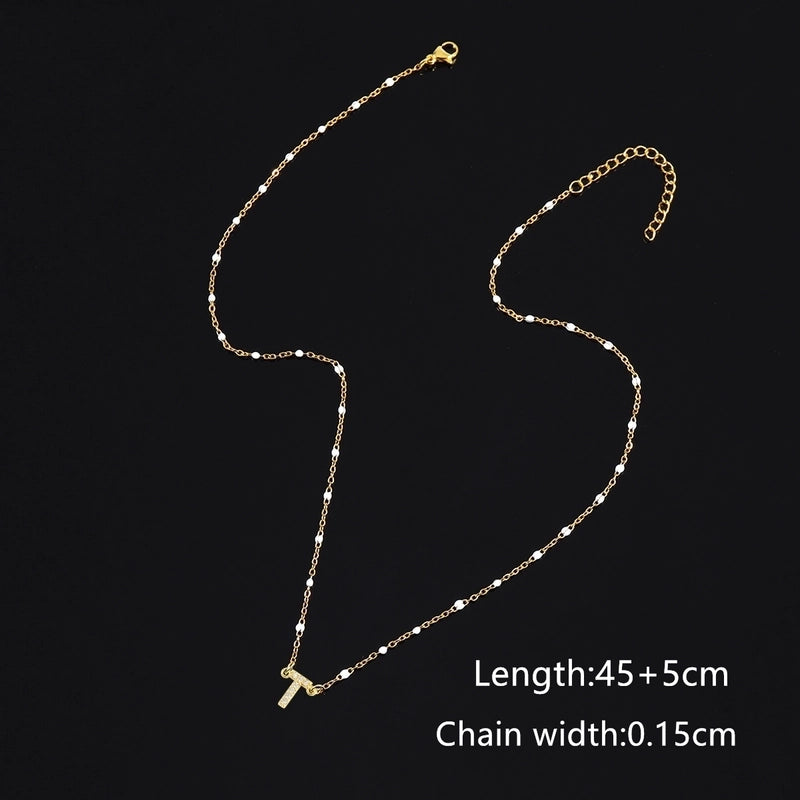 50 Pieces 201 Stainless Steel Copper Letter Pendant Necklace
