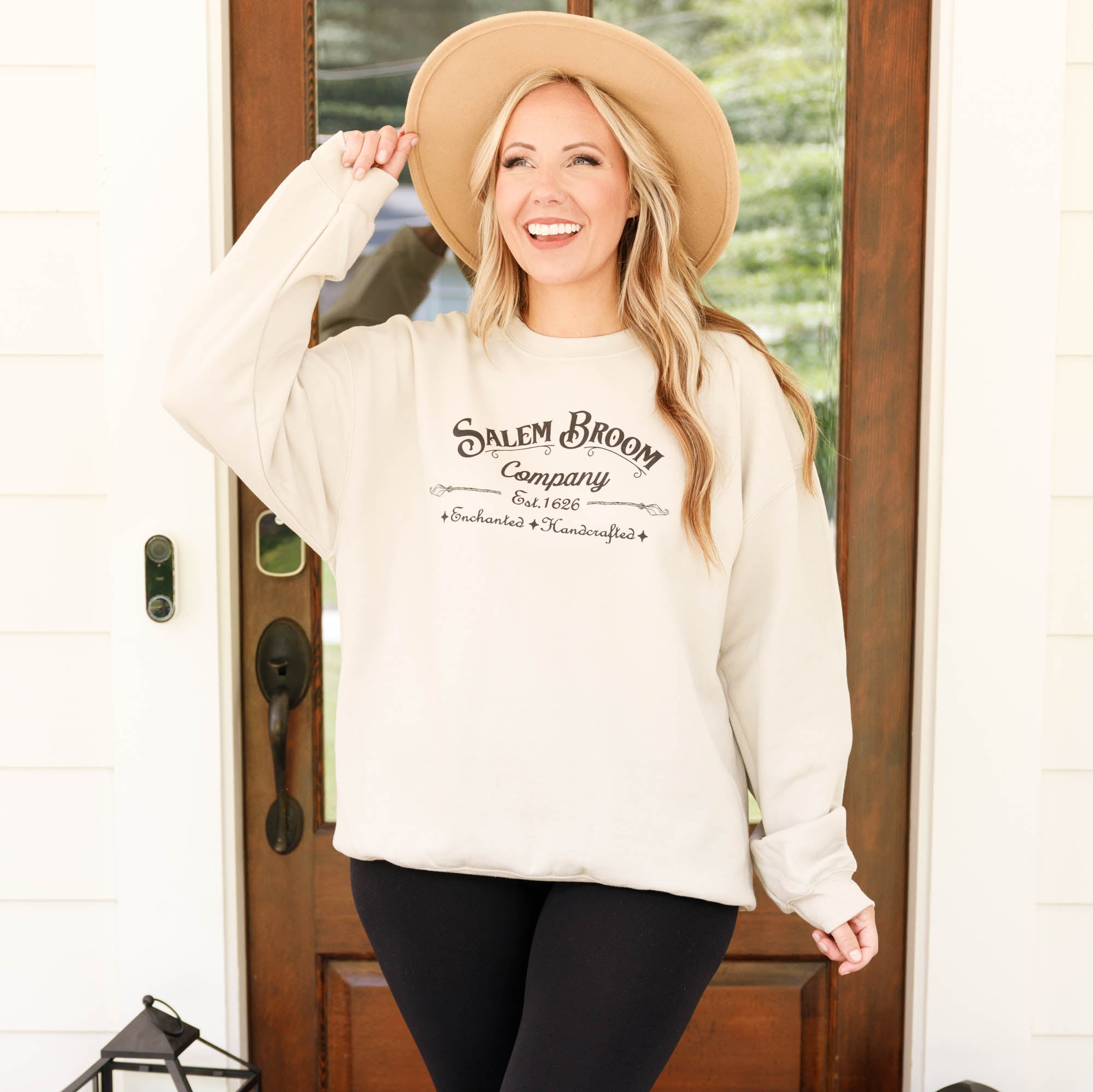 Salem Broom Company Sweatshirt. Sand