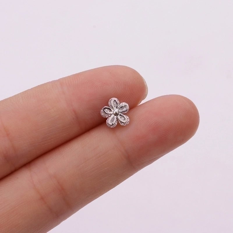 5 Pieces Ear Cartilage Rings & Studs Snowflake Copper Inlaid Shell