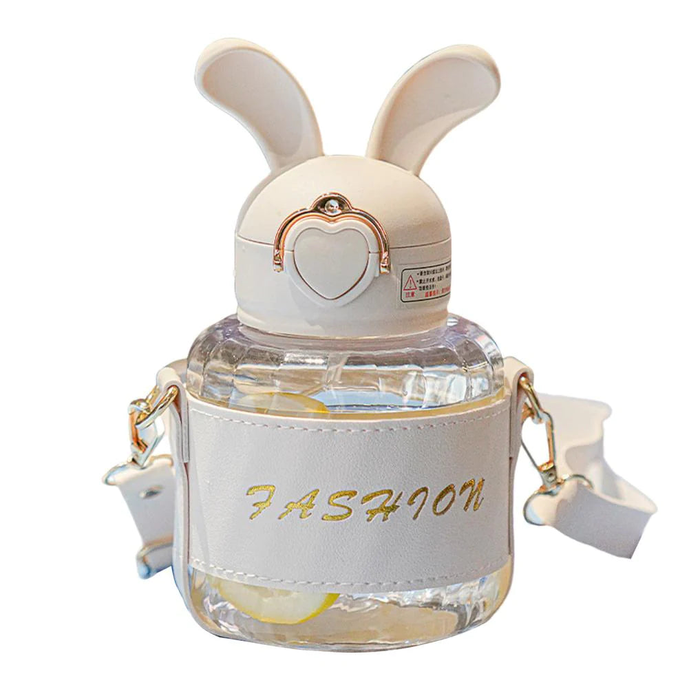 Cute Rabbit Shape Straw Bottle with Protector Case