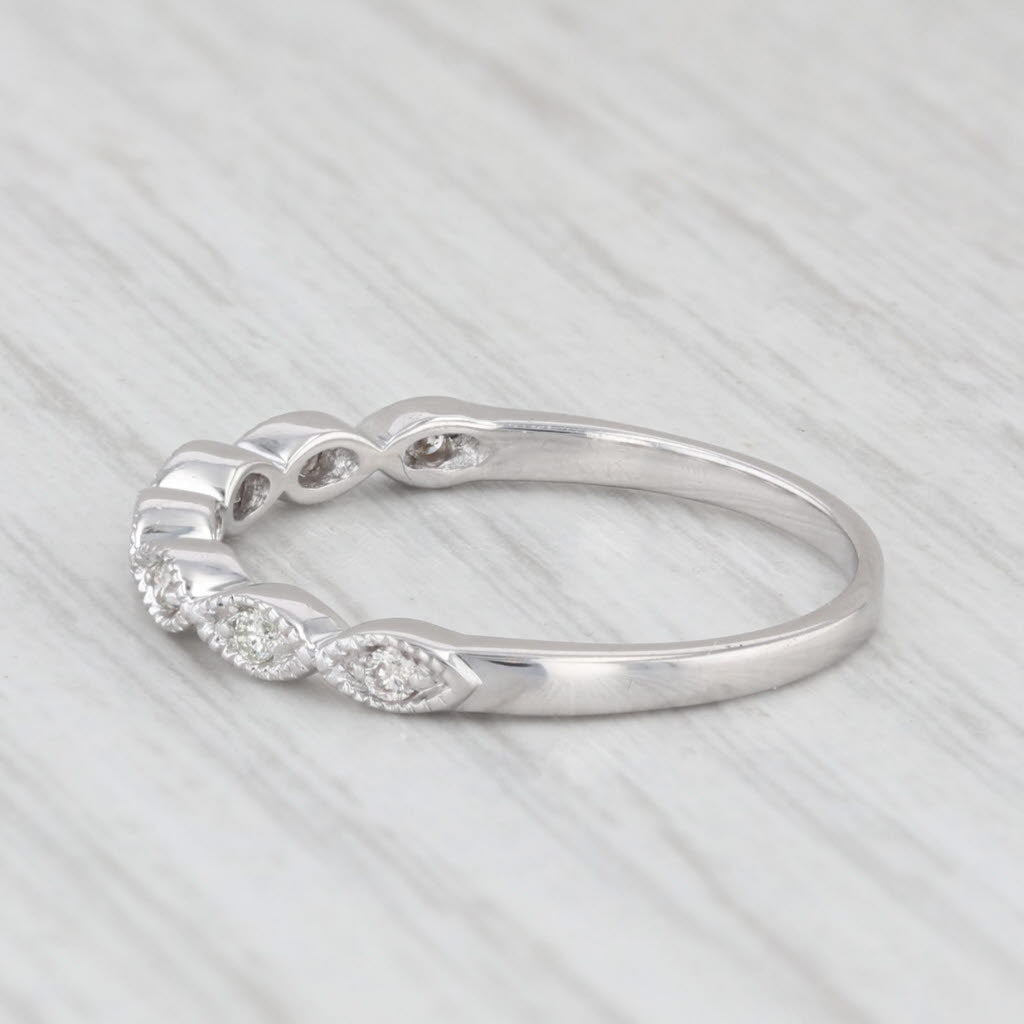 0.10ctw Diamond Wedding Band 10k White Gold Stackable Ring Size 6.5