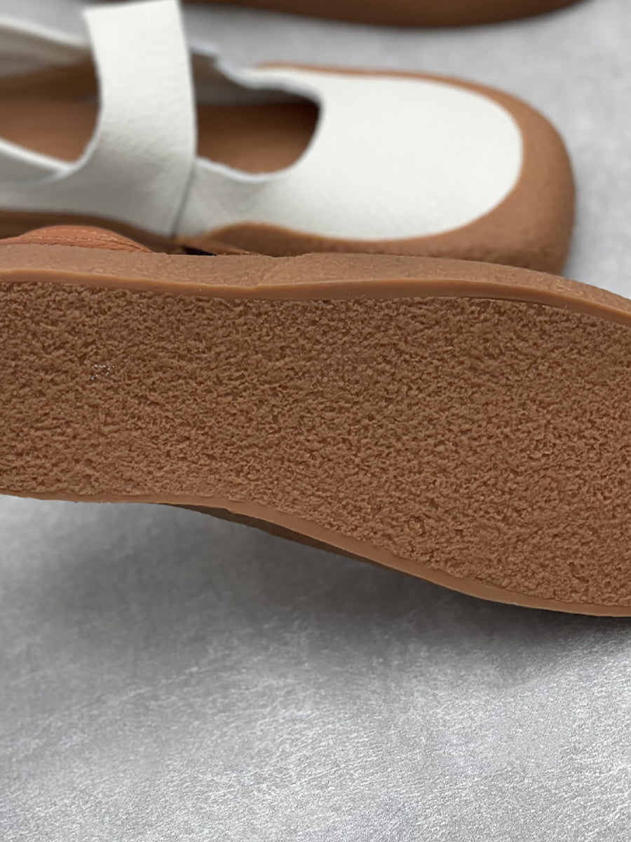 Women Vintage Summer Leather Square Toe Shoes